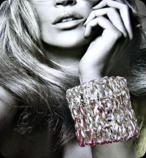 Celebrity Glam Metal Woven Bangle Chunky Bracelet NEW  