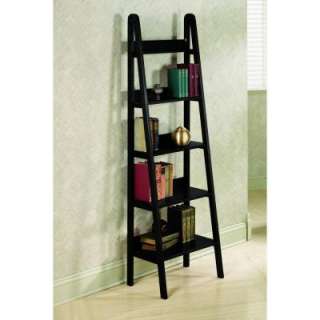   In. W 5  Shelf Ladder Bookshelf in Black 2853710210 