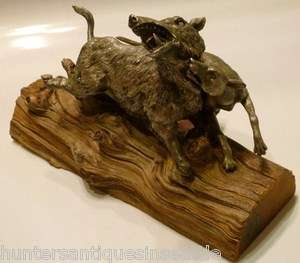 RARE Vintage M.Buccellati Boar and Hunting Dog 800 silver sculpture 