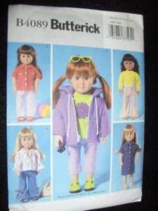   doll american girl jacket pants tops dress new butterick 4089 pattern
