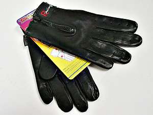 Driving Gloves Black Leather Racing Glove Zip Close Medium Motorcycle 