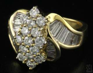   18K GOLD FANCY EXQUISITE 2.71CT DIAMOND CLUSTER COCKTAIL RING SIZE 6.5