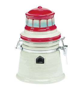 Lighthouse Hinged Jar Quality Cookie Stash Ocean Waters  