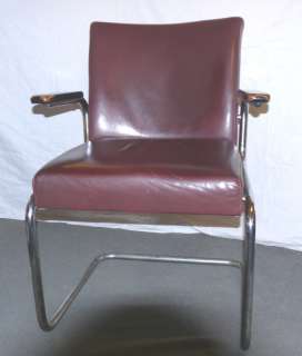 Art Deco/Bauhaus Freischwinger Sessel, Stahlrohr/Leder  