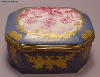 Antique Sevres Porcelain Gilt Metal Box With Cherubs  