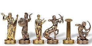 Manopoulos Hercules Brass Chess Pieces Set 2 1/4 King  
