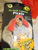 40 SKELETON PIRATE YARD HOUSE DISPLAY LIGHTS UP LIGHTED HAT EYE PATCH 