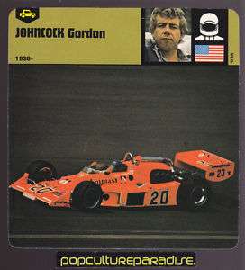 GORDON JOHNCOCK Race Car Driver PICTURE BIOGRAPHY CARD  