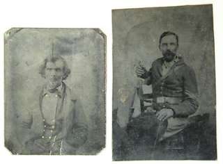 Lot of 2 Civil War Era Tintypes   2 Unknown Soldiers in Uniform  