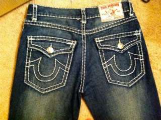 Mens Designer True Religion Jeans Joey W 34 L 33 Thick White Stitch 