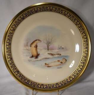   WOODLAND WILDLIFE series OTTERS collector plate Edward Boehm w/ box