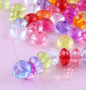 1000X Colors Plastic Transparent Faceted Rondelle Beads 10MM  