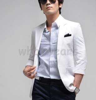 Cool Mens Slim Fit One Button Stylish Suit White Z05(Jacket Only 