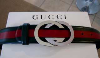 Gucci extremely RARE Tom Ford era belt green red gold & silver 32 