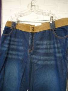 NWT Corduroy Trim Denim Blue Jeans ~ FADED GLORY WOMAN ~ Plus Size 22W