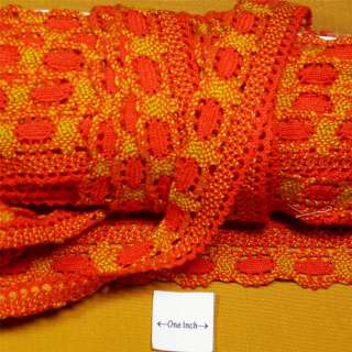 Orange & Yellow Cotton Crocheted Fabric Trim 1 & 1/8 W  