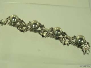 OLD MEXICAN MEXICO 980 SILVER HUGE ORB LINK BRACELET SIGNED A INSIDE 