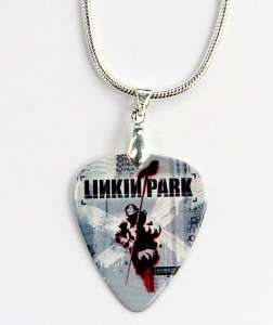 Linkin Park Silver Guitar Pick Necklace + Matching Pick  