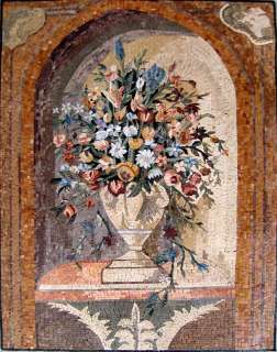 Mosaikbild Blumen Handarbeit Marmor Wanddeko Wandverkleidung 