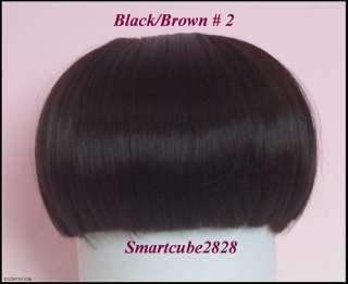Cosplay Clip Full Fringe Hair Extension  Black/Brown #2  