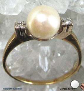 Perlenring Gold Ring Perlen Perle Ringe Damen Perlring Weiss 