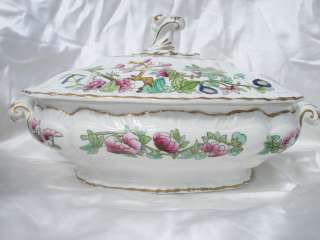 Booths Indian Tree Pattern Pink Tureen & Stand Royal Semi Porcelain 