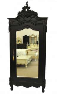 French Style Furniture Designer Mirrored Black Armoire mirror Wardrobe 