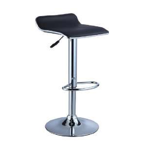  Faux Leather Thin Seat Adjustable Bar Stool   Set of 2 