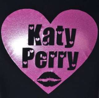 KATY PERRY BLACK KIDS T SHIRT with PINK GLITTER AGE 5 15  