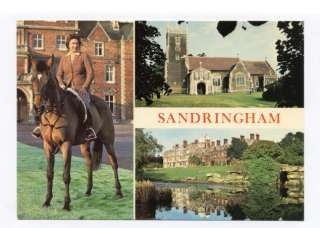 p5821   Queen Elizabeth on horse at Sandringham   Royalty postcard 