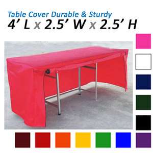 NEW Table Cover Cloth Display Durable 4FT Length RED Pink Blue Green 
