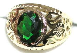 Mens Unique Emerald Ring May Birthstone  