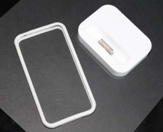 Dock Base de Carga iPhone 4 + Bumper B metalicos Blanco  
