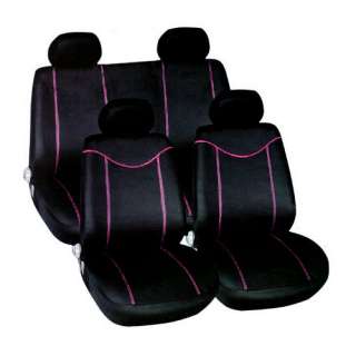 10PC BLACK & PINK CAR SEAT COVERS RACING STYLE COVER SET   AIRBAG 