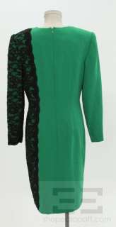 Bill Blass Emerald Green & Black Lace Sheath Dress Size 10 NEW  