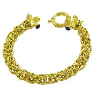 18 Karat Yellow Gold over Silver Lapis Lazuli Byzantine Bracelet (7.5 