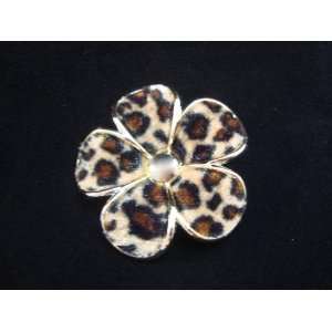   Print Trim Hair Flower Clip and Pin Back Brooch 