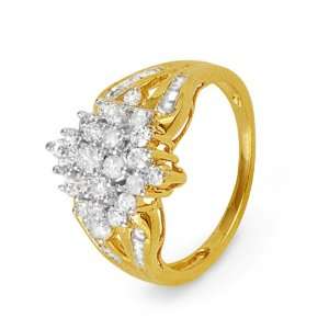   Gold Baguette and Round Diamond Cluster Ring (1 cttw) D GOLD Jewelry