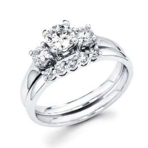  Diamond Engagment Rings Set Wedding Band 14k White Gold (3 
