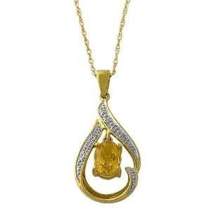  10k Yellow Gold Diamond Accent Citrine Necklace Jewelry