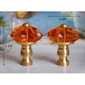   Amber Hand Made Cut Glass Crystal Lamp Shade Finials 