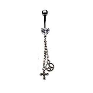 Accentz™ Belly Button Ring Navel Heart Peace Sign Cross Body Jewelry 