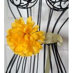   (Yellow) Baby Girls & Toddler Flower Dress Sash & Hair Clip Set Mum