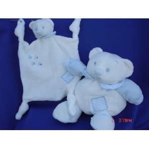   Blue Plush Teddy Bear Stuffed Animal Toy Rattle 7 Tall, 2 Pcs Set