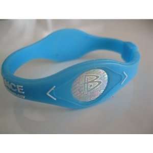 Power Balance Silicone Wristband Bracelet Large Sky Blue W/ White 