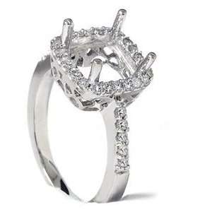  .50CT Princess Cut Halo Diamond Engagement Ring Setting 