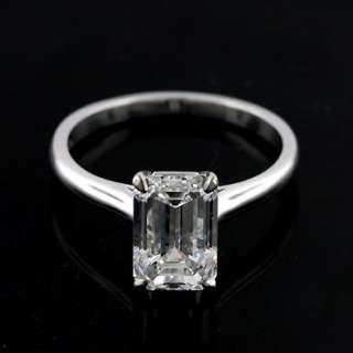   Emerald Cut Solitaire 14k White Gold Engagement Ring Mounting  