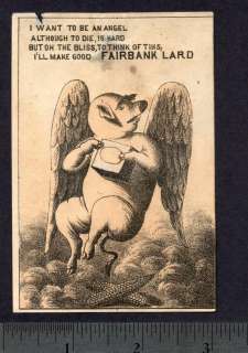 Antique 1800s Pig I Want to be Angel Fairbanks Lard Memphis Tenn 
