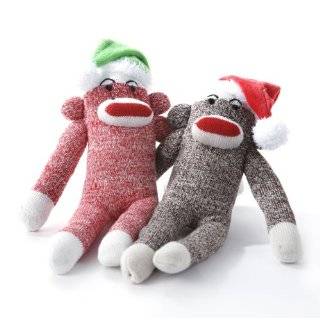 Multipet Holiday Red Original Sock Pal Monkey Plush Filled Dog Toy 