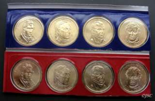 All 8 Satin BU 2009 Presidential Dollars. Four P Mints & four D Mints 